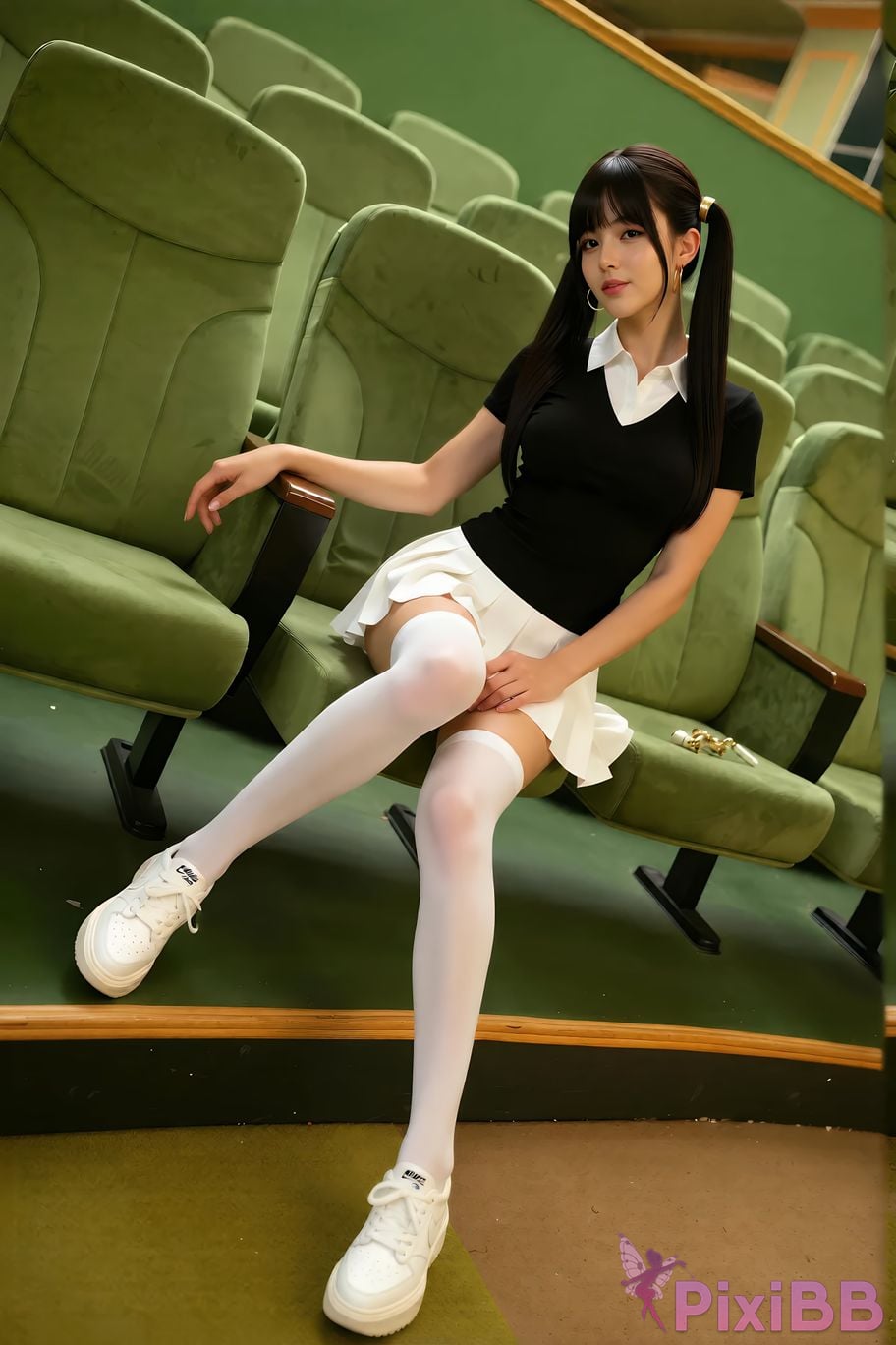 AIGirl pomelo sasa white pleated skirt PixiBB.COM 002