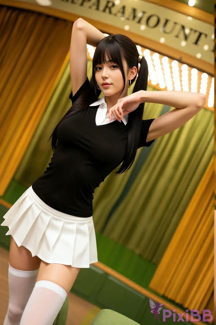 AIGirl pomelo sasa white pleated skirt PixiBB.COM 003