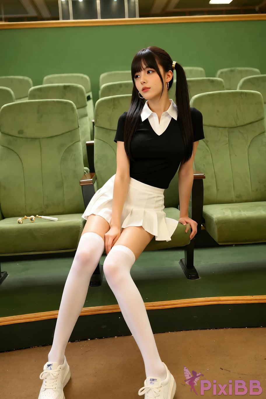 AIGirl pomelo sasa white pleated skirt PixiBB.COM 010