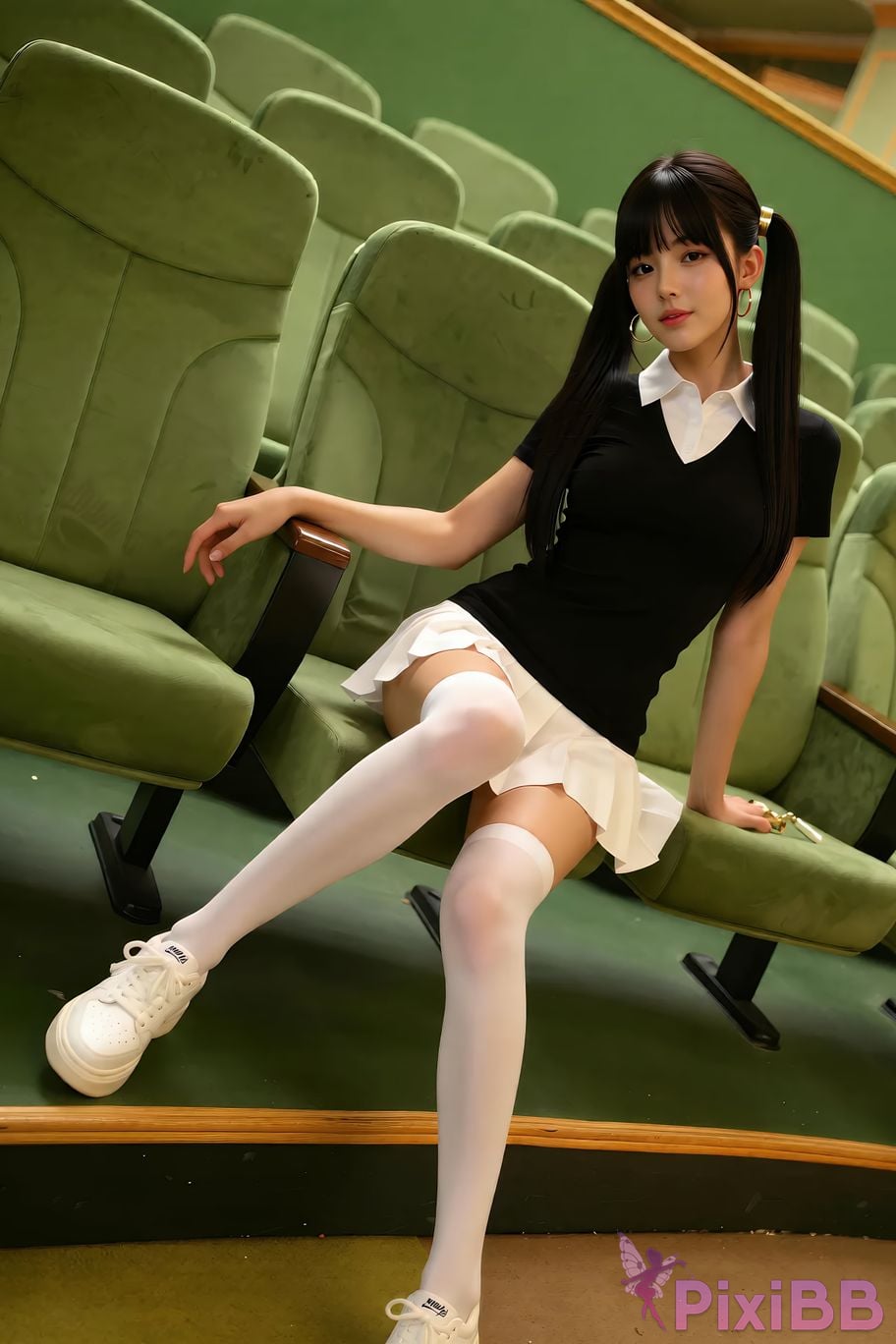 AIGirl pomelo sasa white pleated skirt PixiBB.COM 011