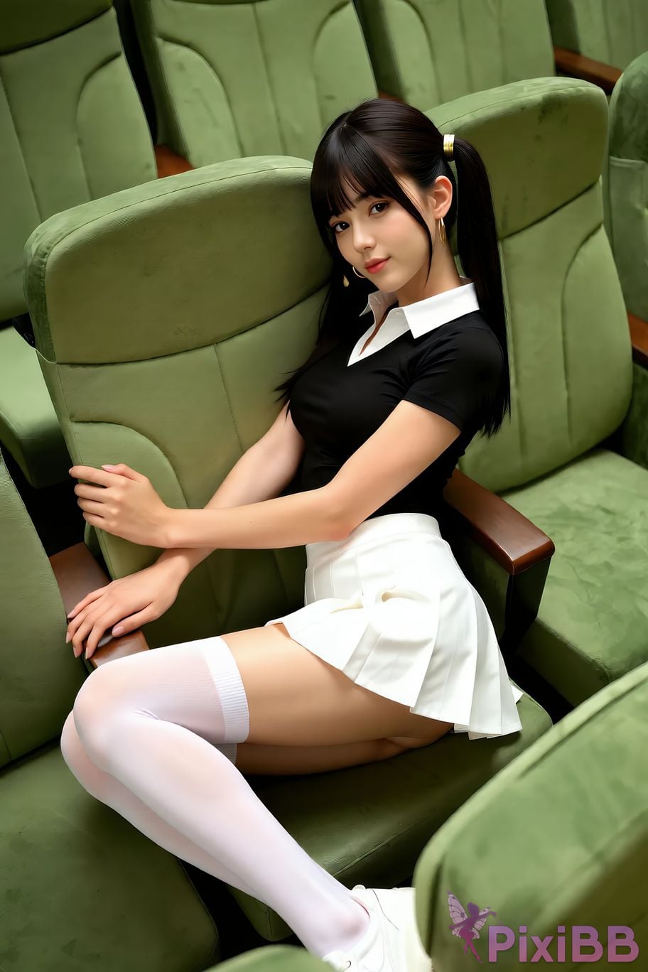 AIGirl pomelo sasa white pleated skirt PixiBB.COM 015