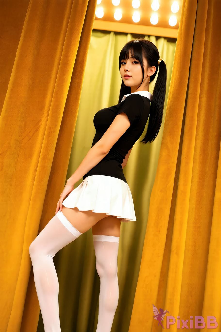 AIGirl pomelo sasa white pleated skirt PixiBB.COM 024