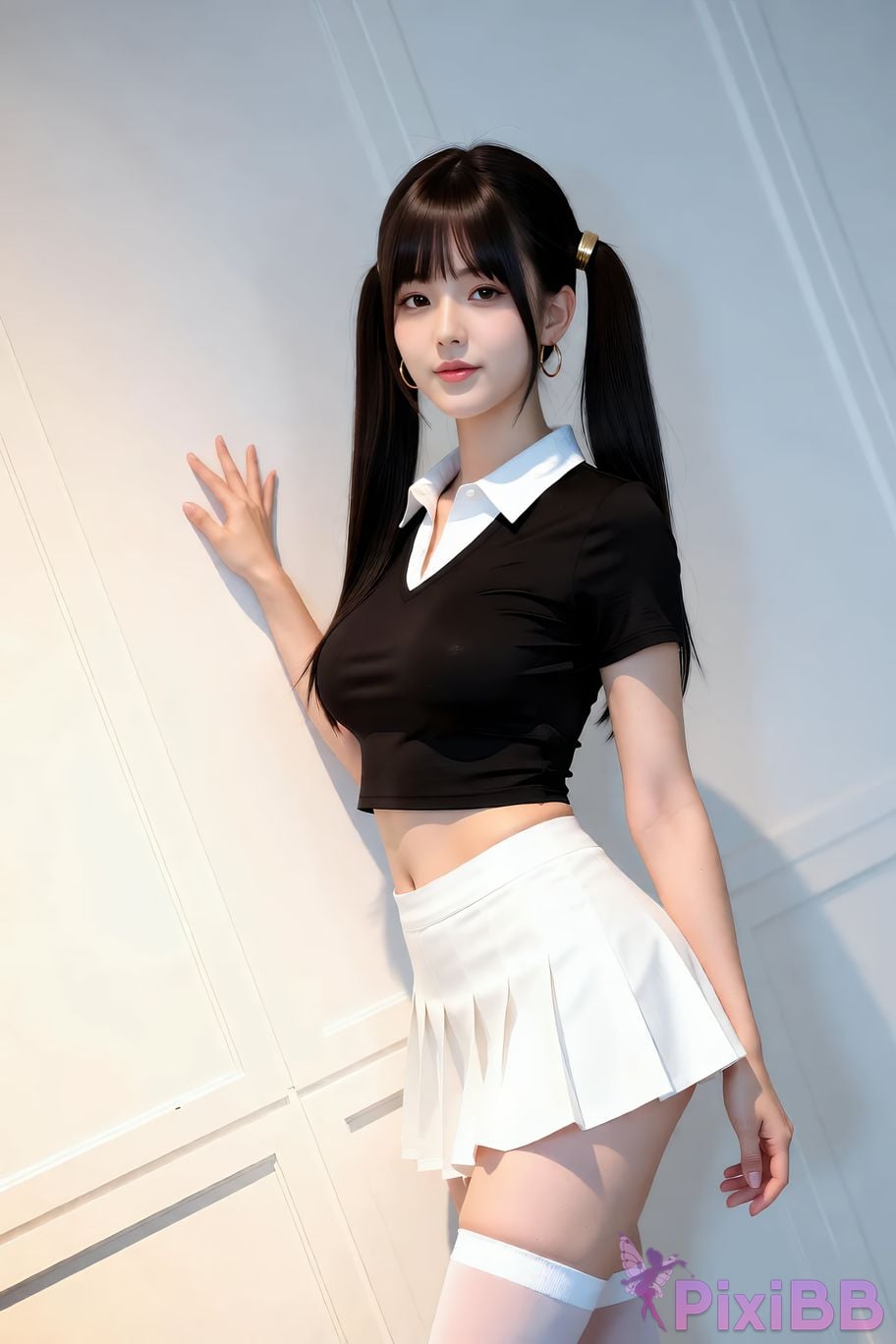 AIGirl pomelo sasa white pleated skirt PixiBB.COM 027