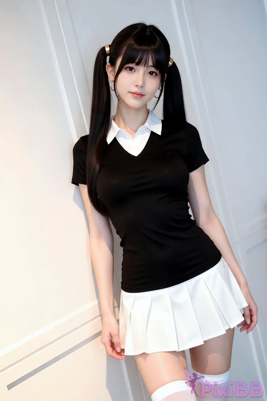 AIGirl pomelo sasa white pleated skirt PixiBB.COM 028