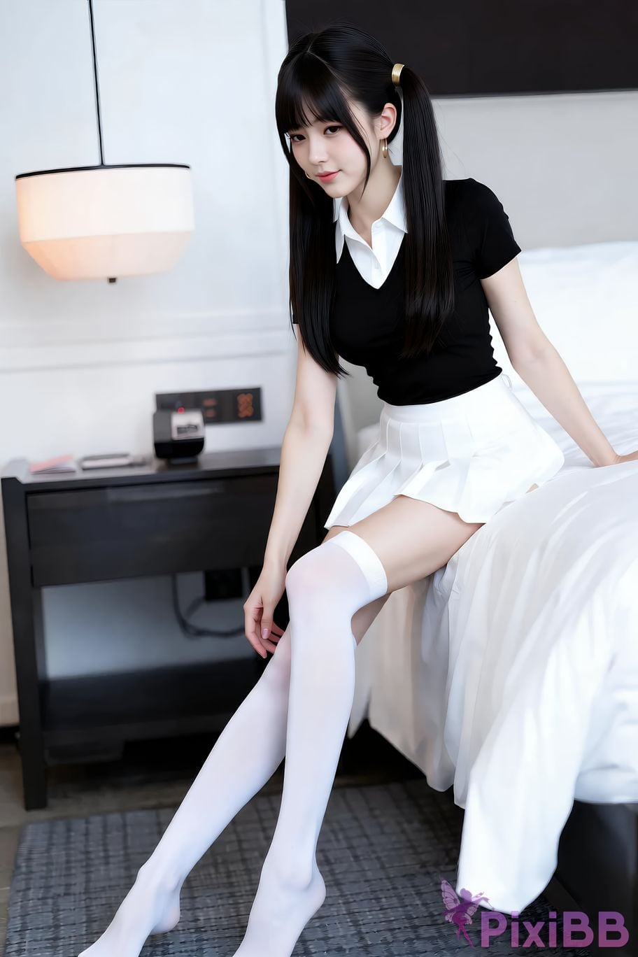 AIGirl pomelo sasa white pleated skirt PixiBB.COM 030