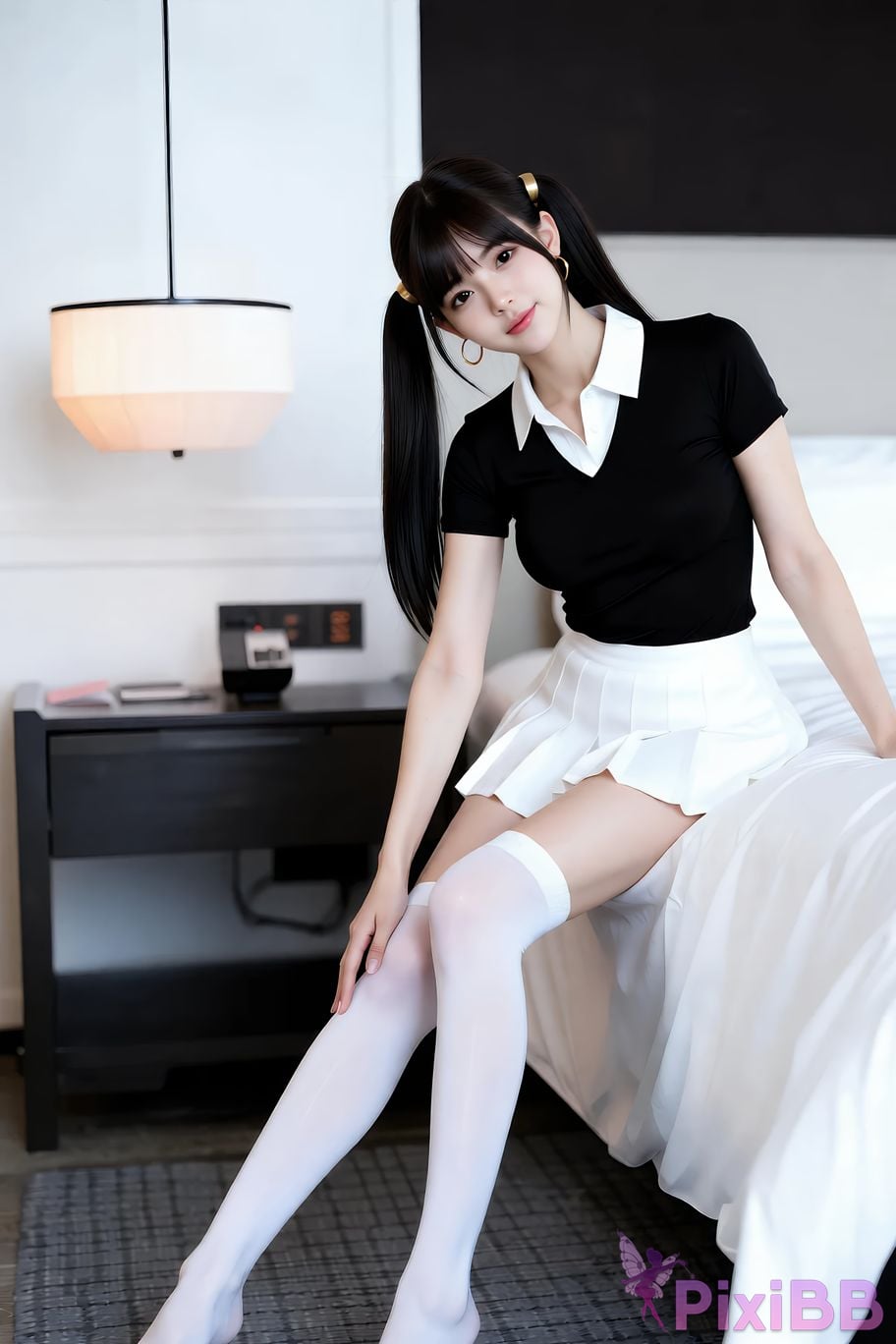AIGirl pomelo sasa white pleated skirt PixiBB.COM 031