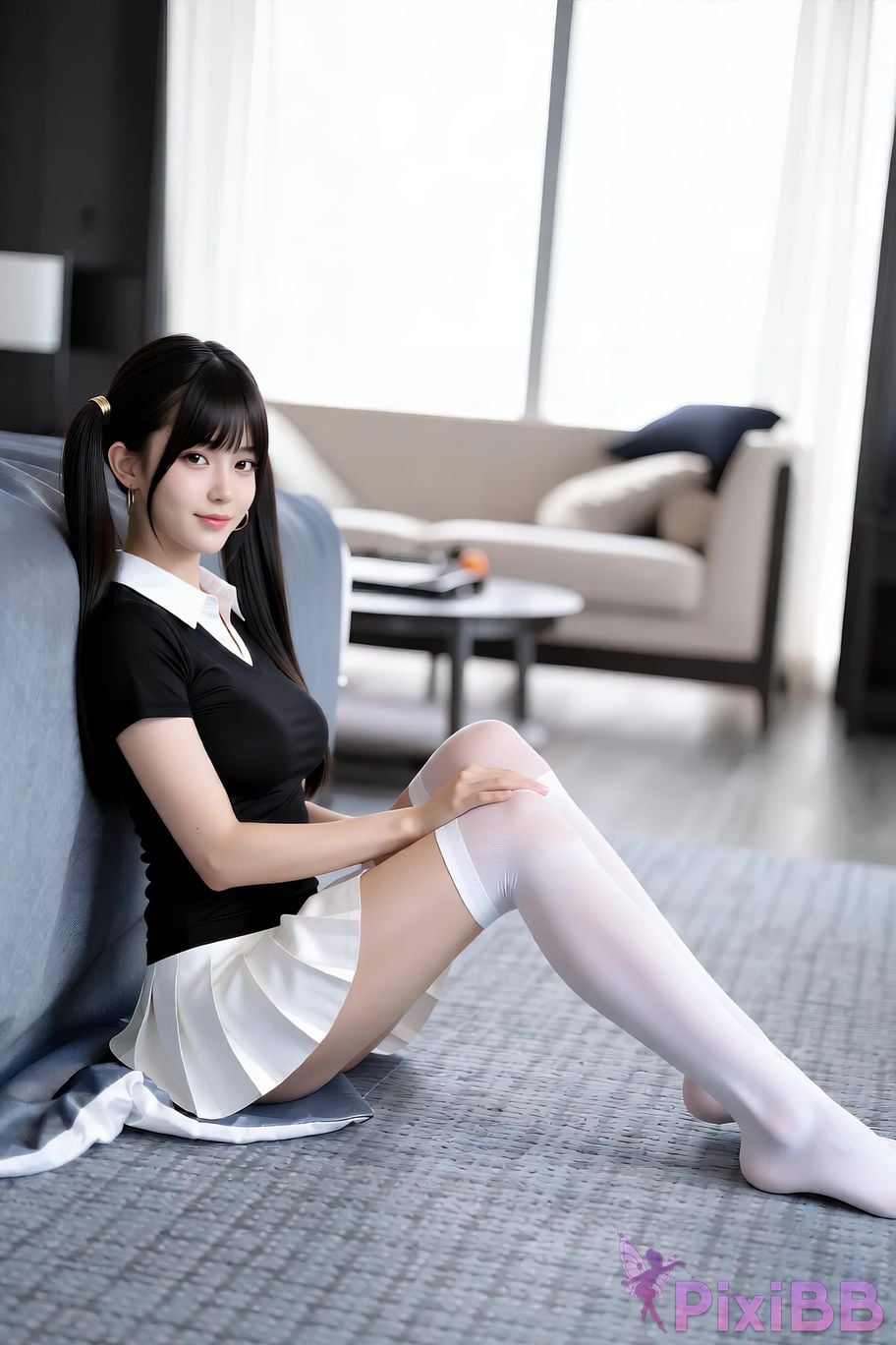 AIGirl pomelo sasa white pleated skirt PixiBB.COM 038