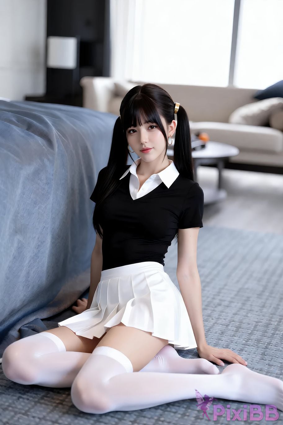 AIGirl pomelo sasa white pleated skirt PixiBB.COM 041