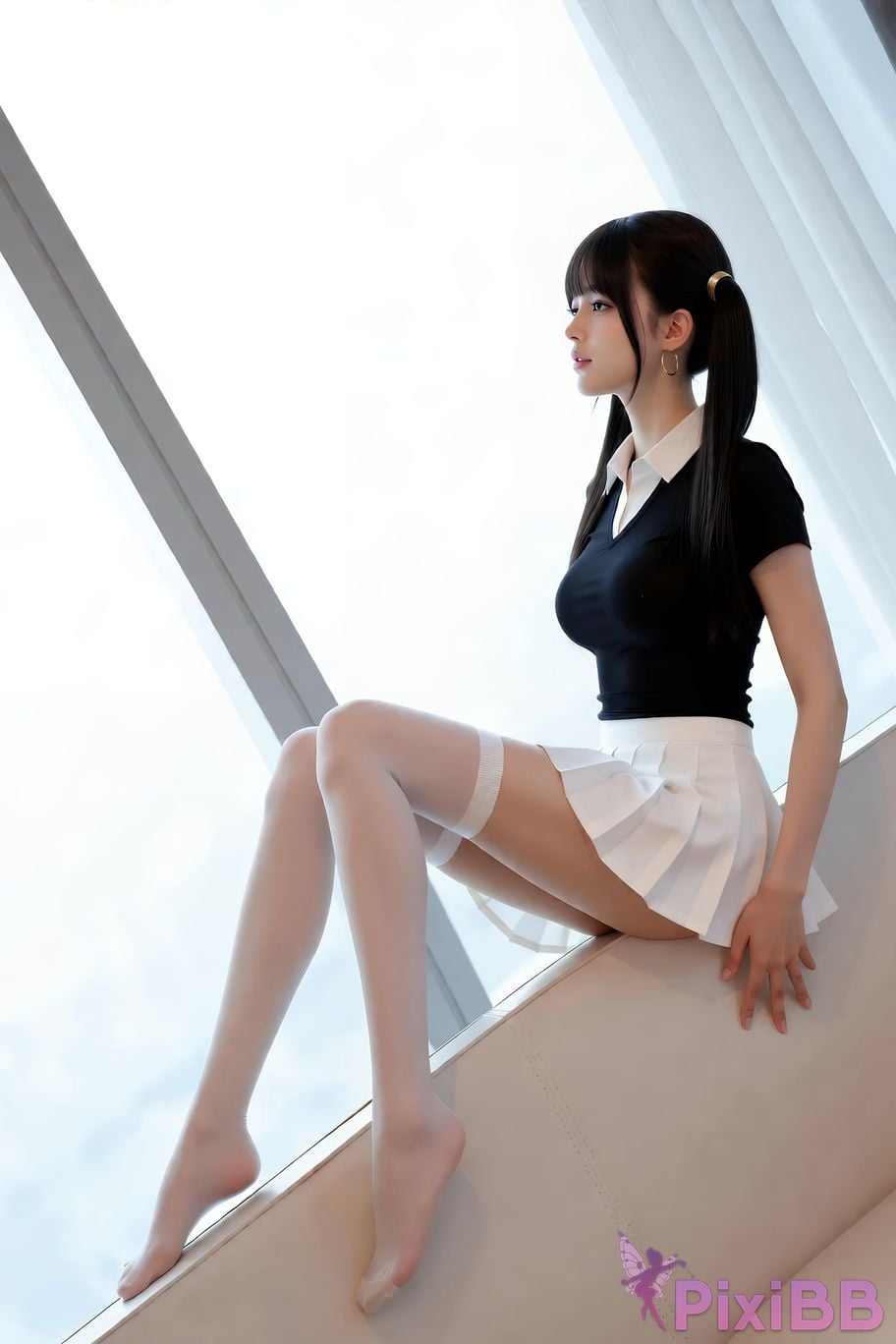 AIGirl pomelo sasa white pleated skirt PixiBB.COM 046