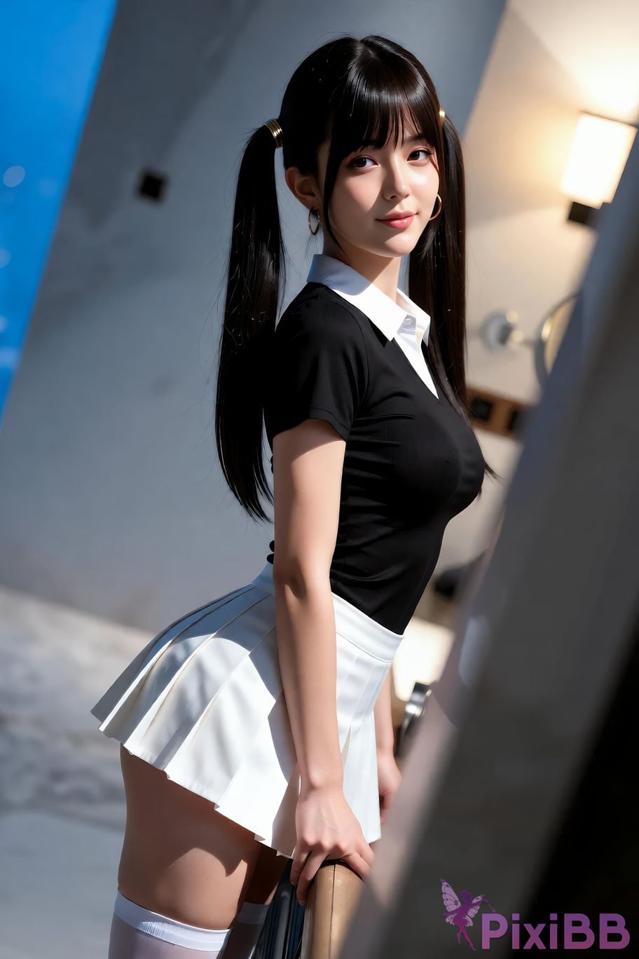 AIGirl pomelo sasa white pleated skirt PixiBB.COM 050