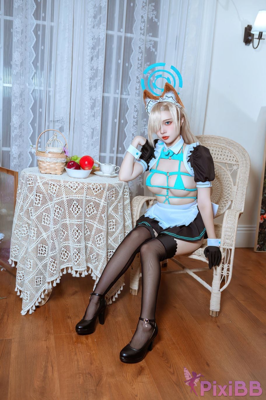Cosplayer Second Assistant Nisa Azure Files Asuna cat eared maid PixiBB.COM 002