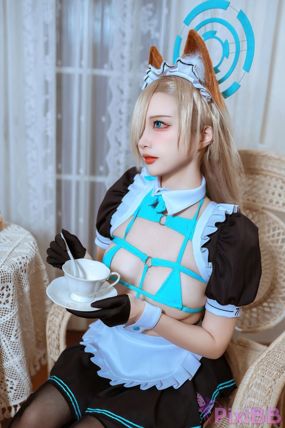Cosplayer Second Assistant Nisa Azure Files Asuna cat eared maid PixiBB.COM 027