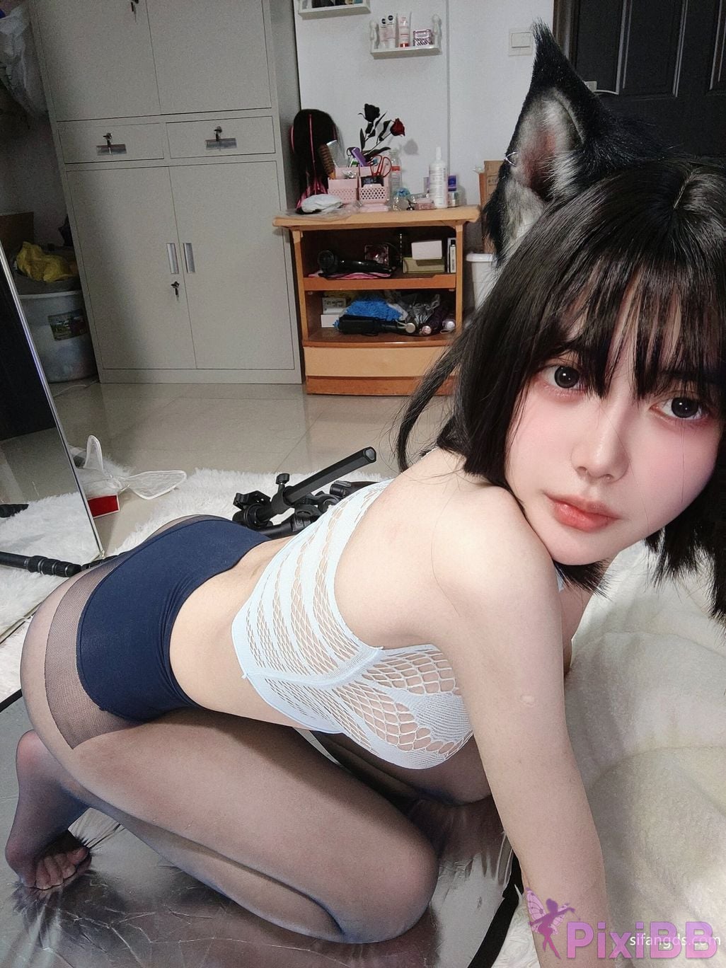 Cosplay Takahashi Chirin Beast Ear Perspective Black Silk PixiBB.COM 016