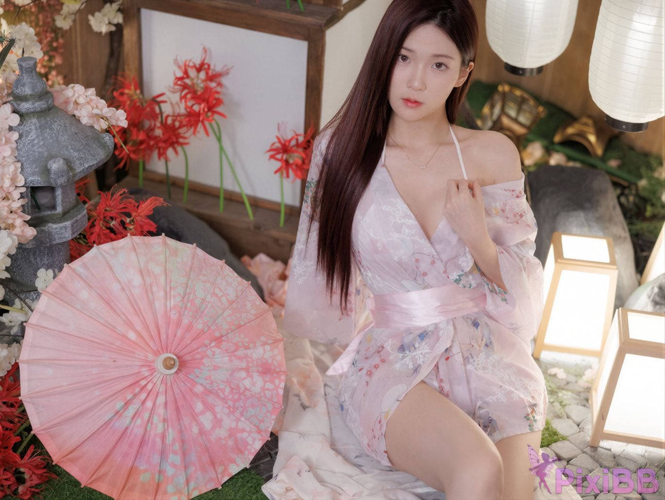 AI Enhanced Bimilstory Hayun Vol.16 Cherry Blossom Date PixiBB.COM 014