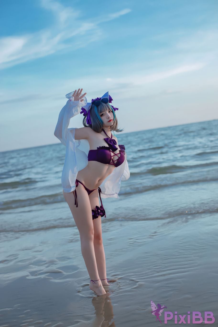 Cosplayer Second Assistant Nisa azur lane cheshire swimsuit PixiBB.COM 001
