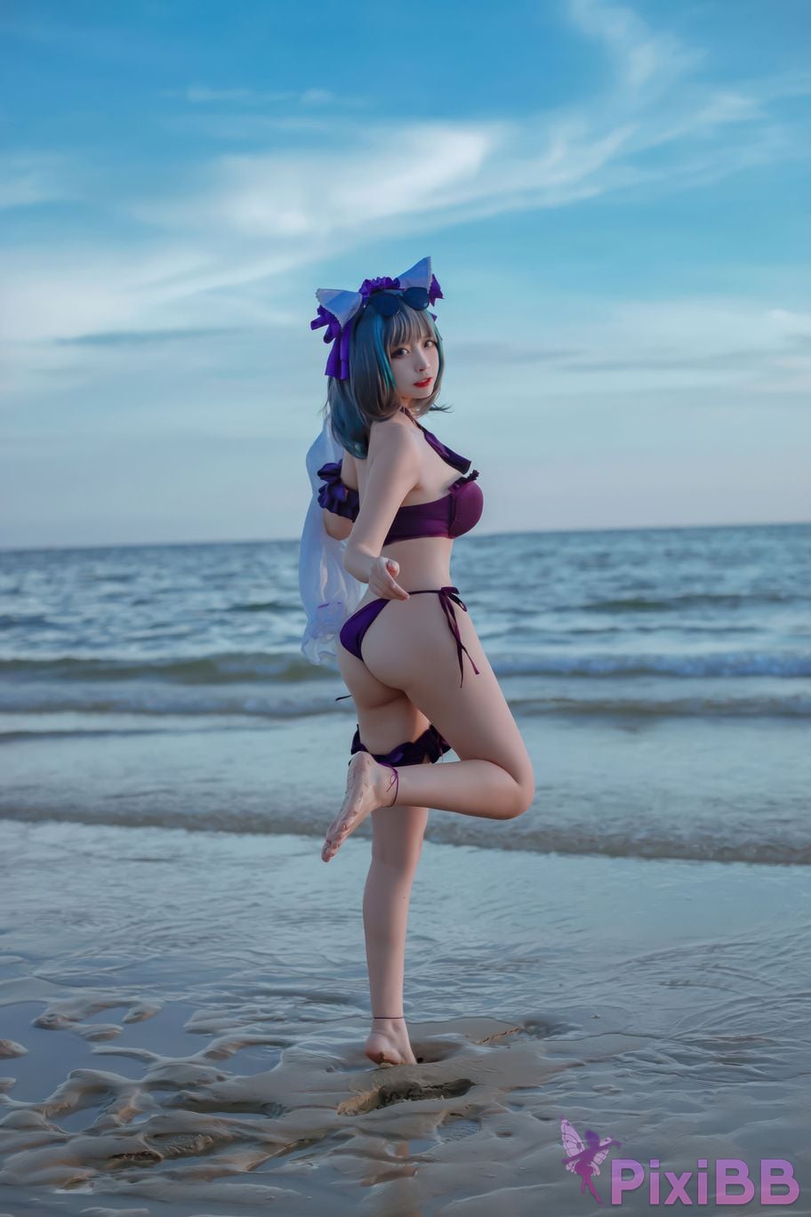 Cosplayer Second Assistant Nisa azur lane cheshire swimsuit PixiBB.COM 004