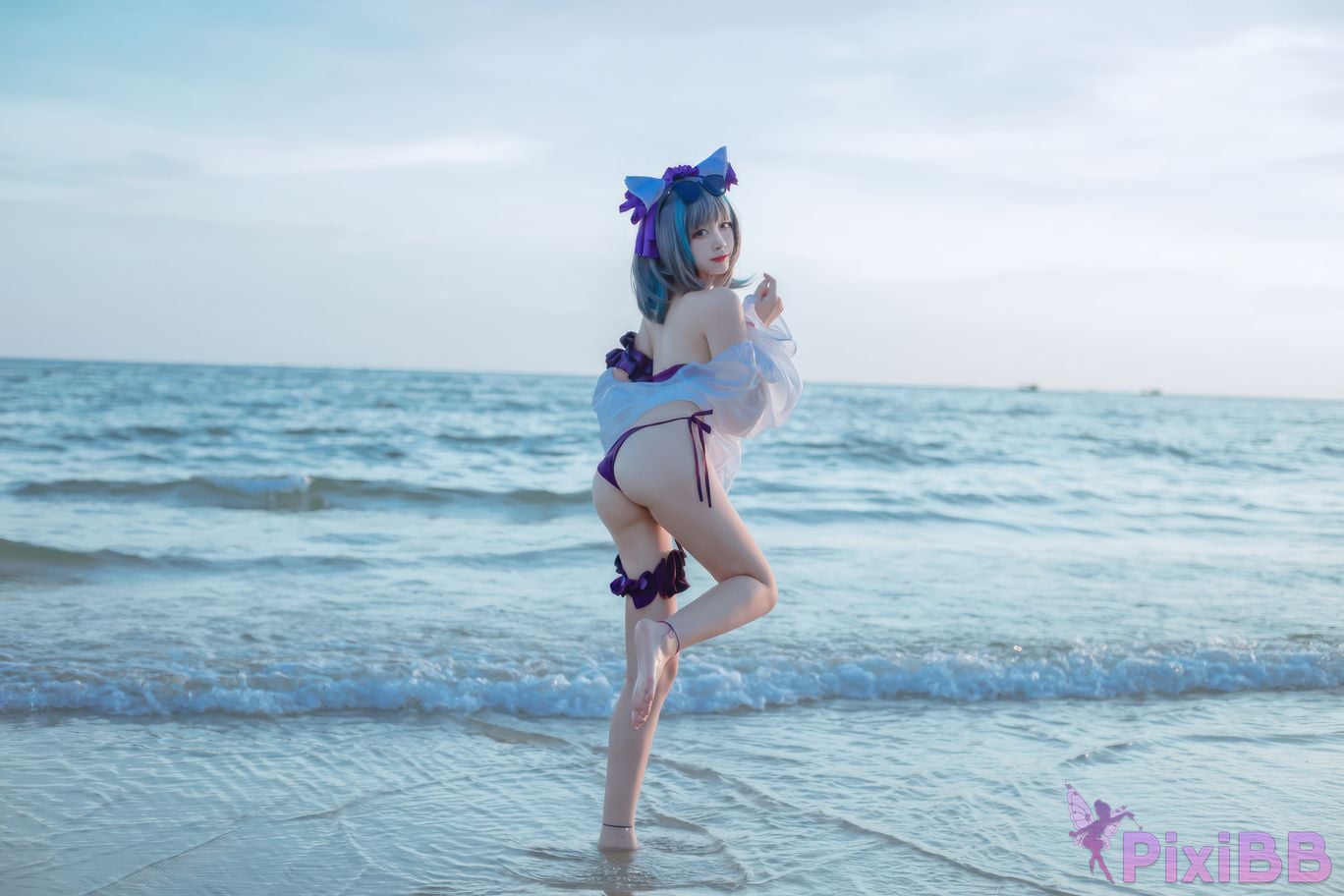 Cosplayer Second Assistant Nisa azur lane cheshire swimsuit PixiBB.COM 006