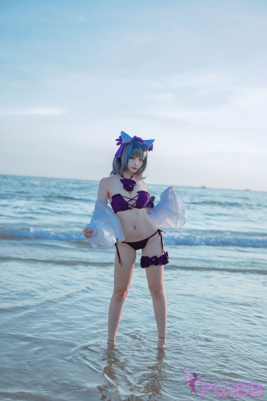 Cosplayer Second Assistant Nisa azur lane cheshire swimsuit PixiBB.COM 007
