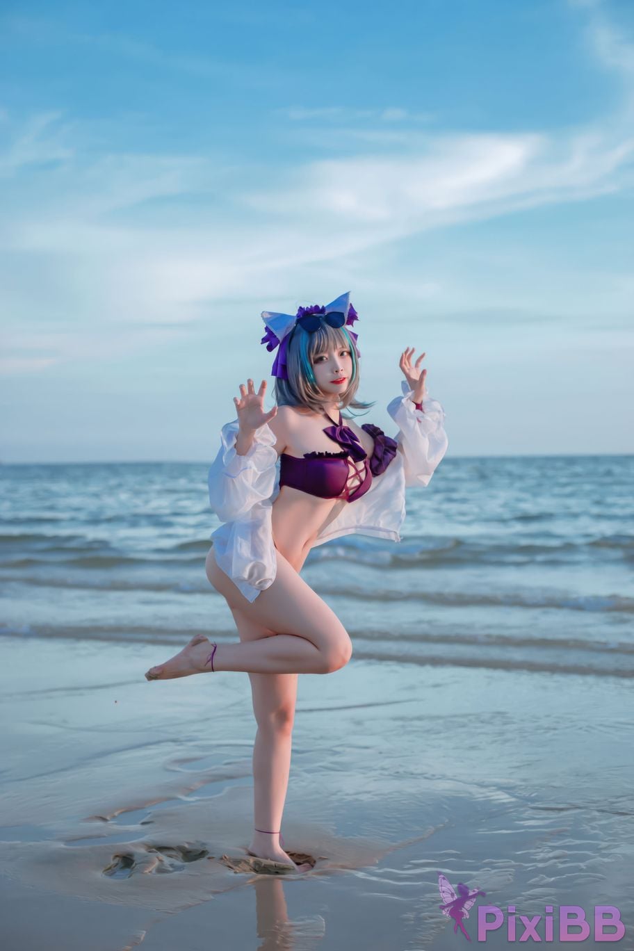 Cosplayer Second Assistant Nisa azur lane cheshire swimsuit PixiBB.COM 011