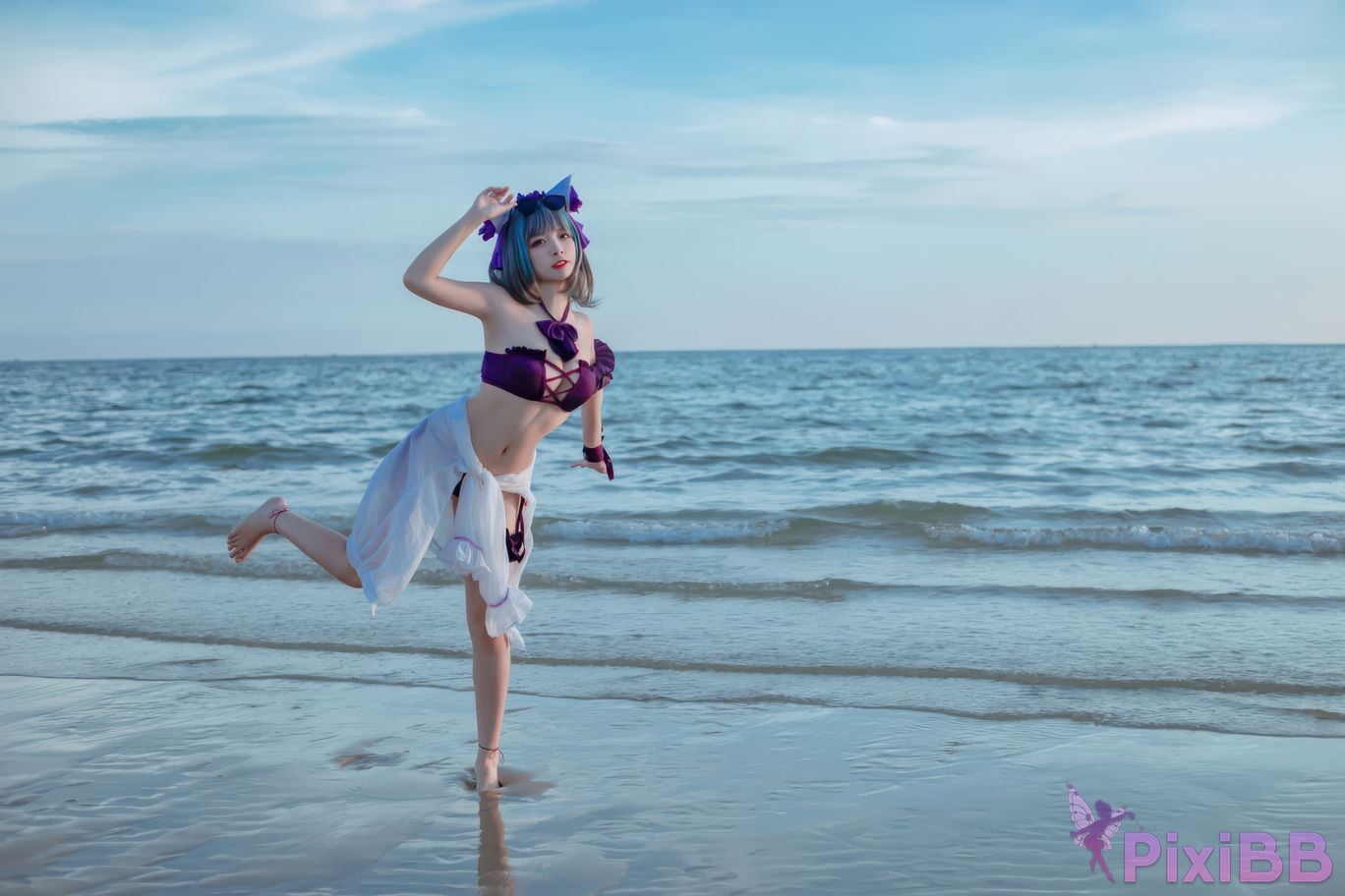 Cosplayer Second Assistant Nisa azur lane cheshire swimsuit PixiBB.COM 012