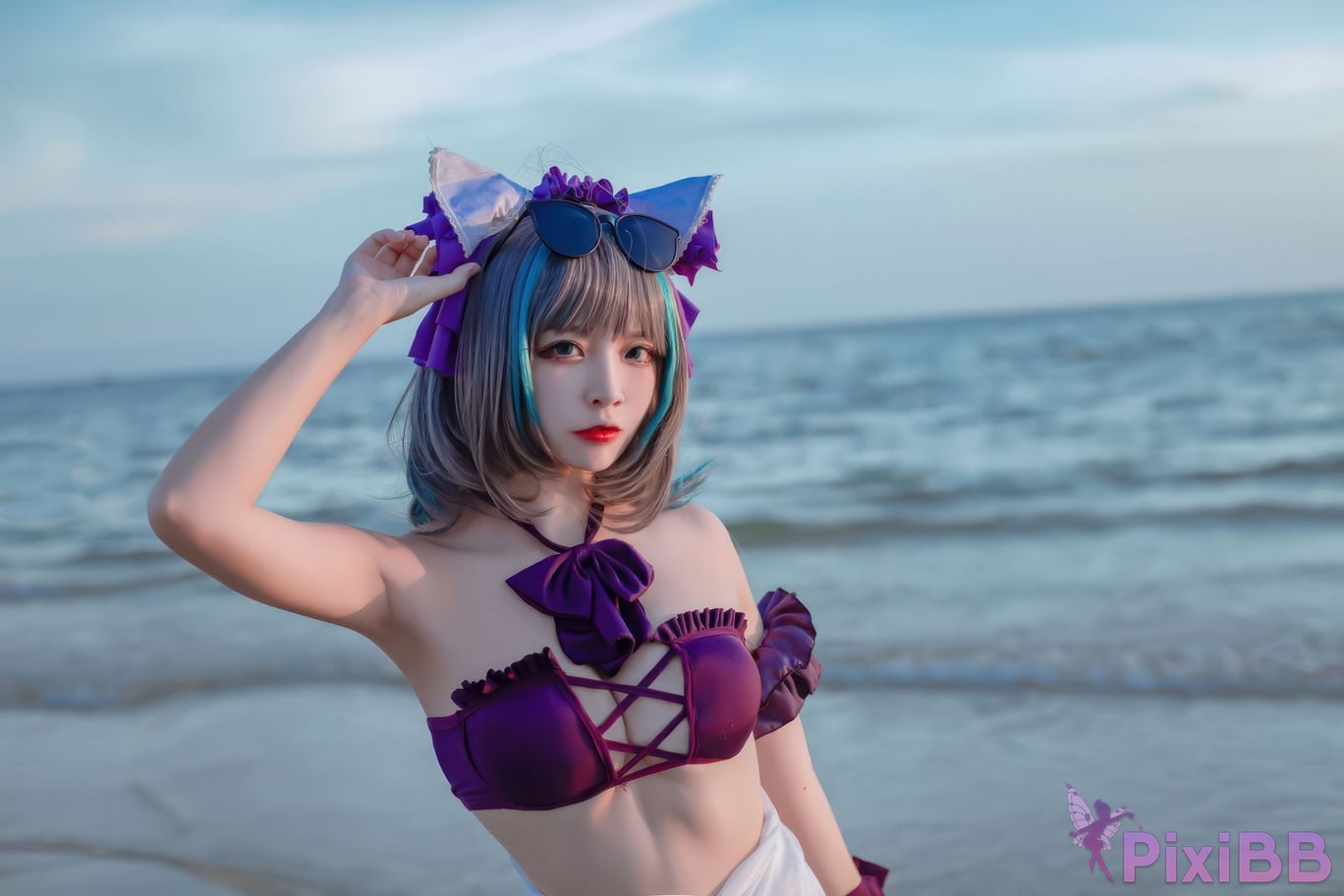 Cosplayer Second Assistant Nisa azur lane cheshire swimsuit PixiBB.COM 015
