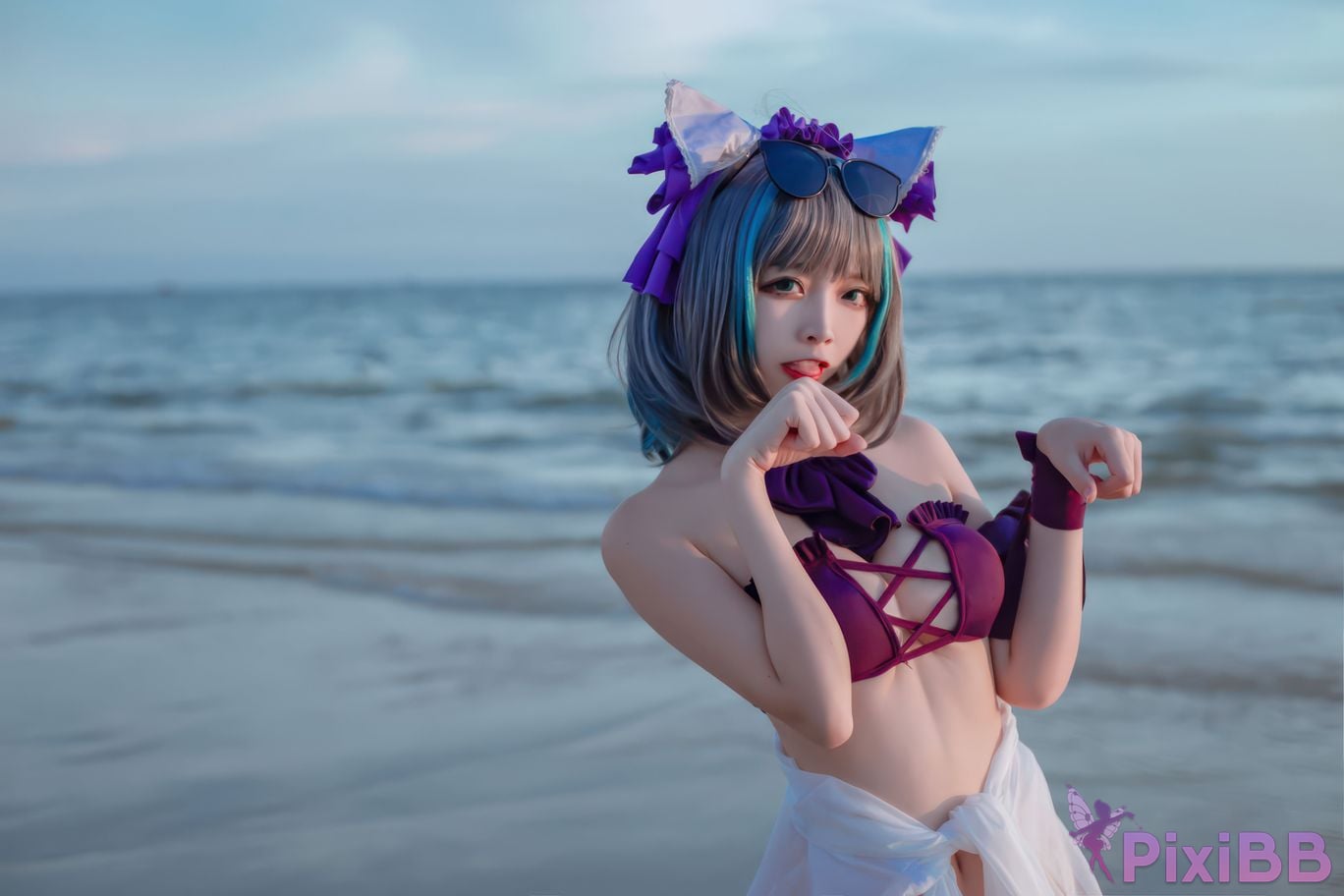 Cosplayer Second Assistant Nisa azur lane cheshire swimsuit PixiBB.COM 016