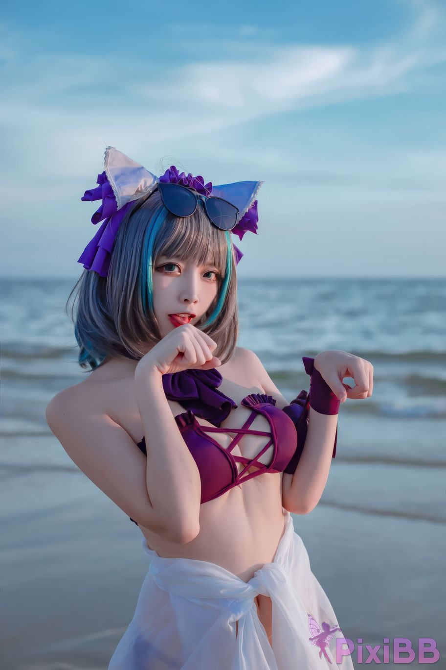 Cosplayer Second Assistant Nisa azur lane cheshire swimsuit PixiBB.COM 017