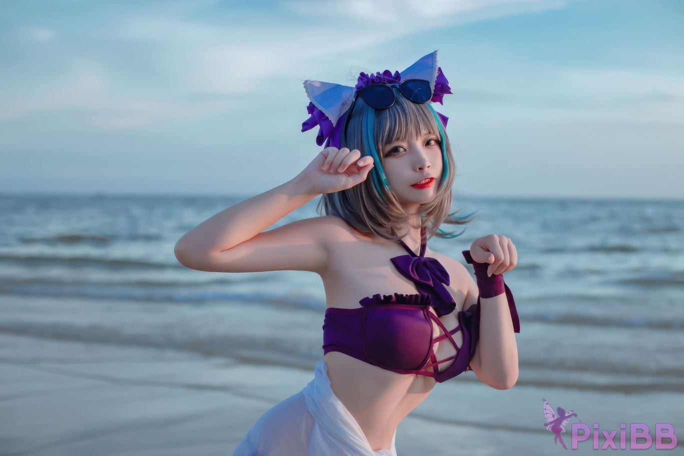 Cosplayer Second Assistant Nisa azur lane cheshire swimsuit PixiBB.COM 018