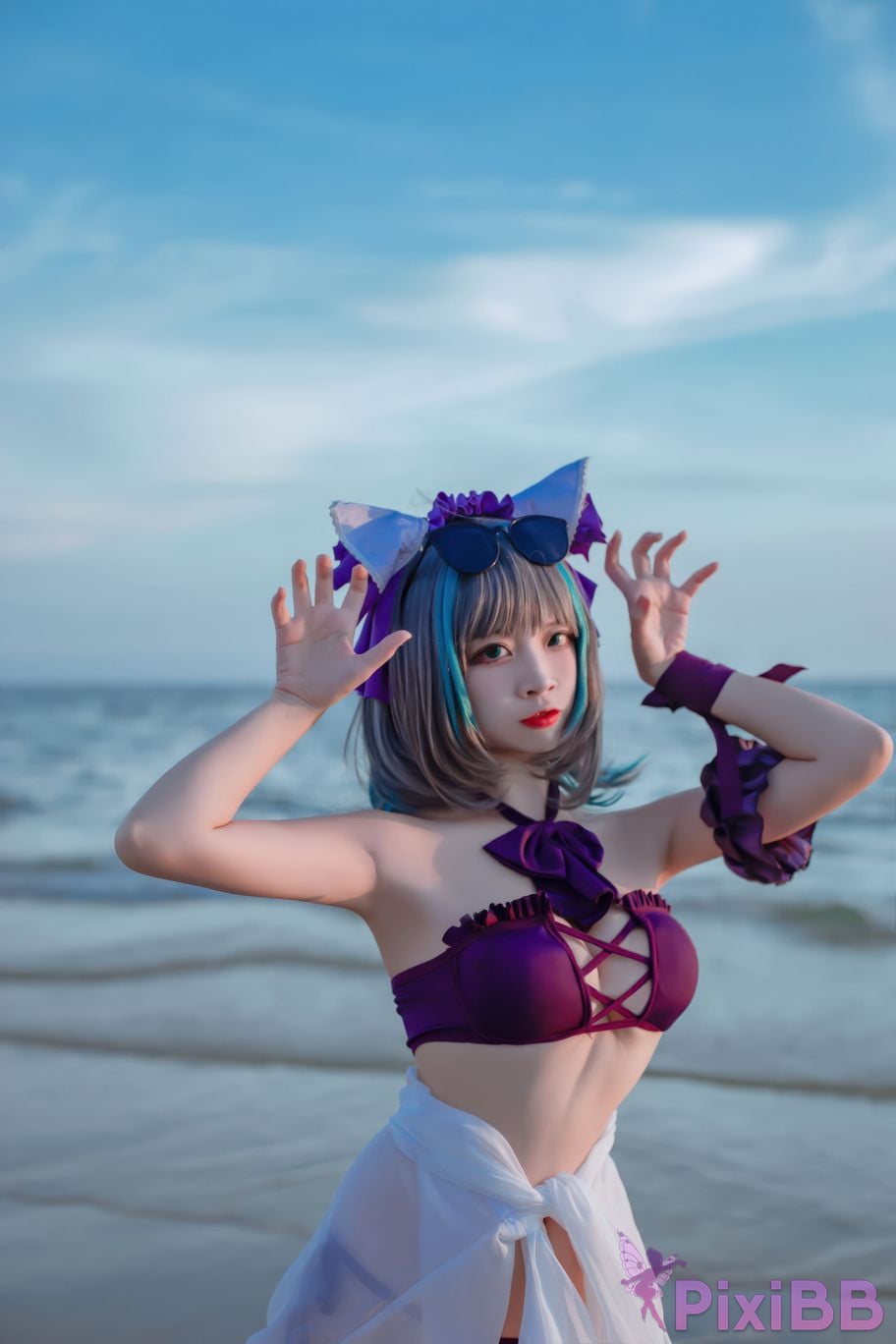 Cosplayer Second Assistant Nisa azur lane cheshire swimsuit PixiBB.COM 019