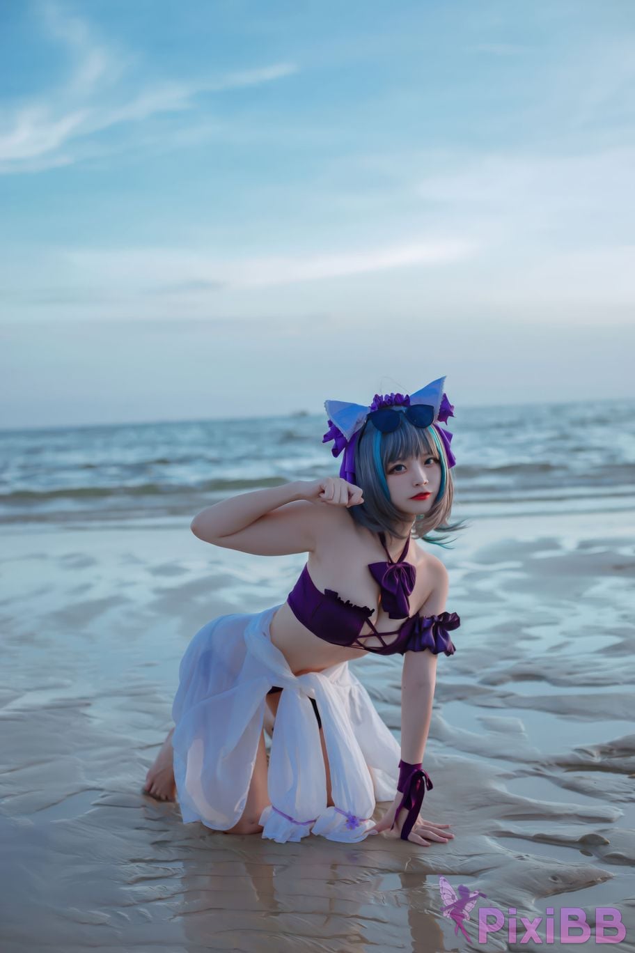 Cosplayer Second Assistant Nisa azur lane cheshire swimsuit PixiBB.COM 021