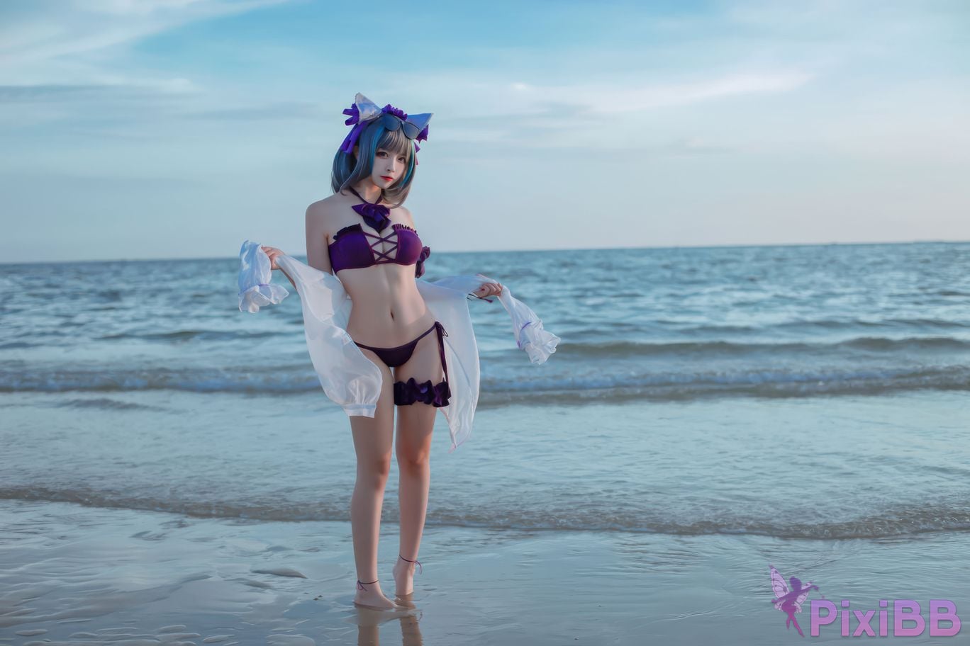 Cosplayer Second Assistant Nisa azur lane cheshire swimsuit PixiBB.COM 023