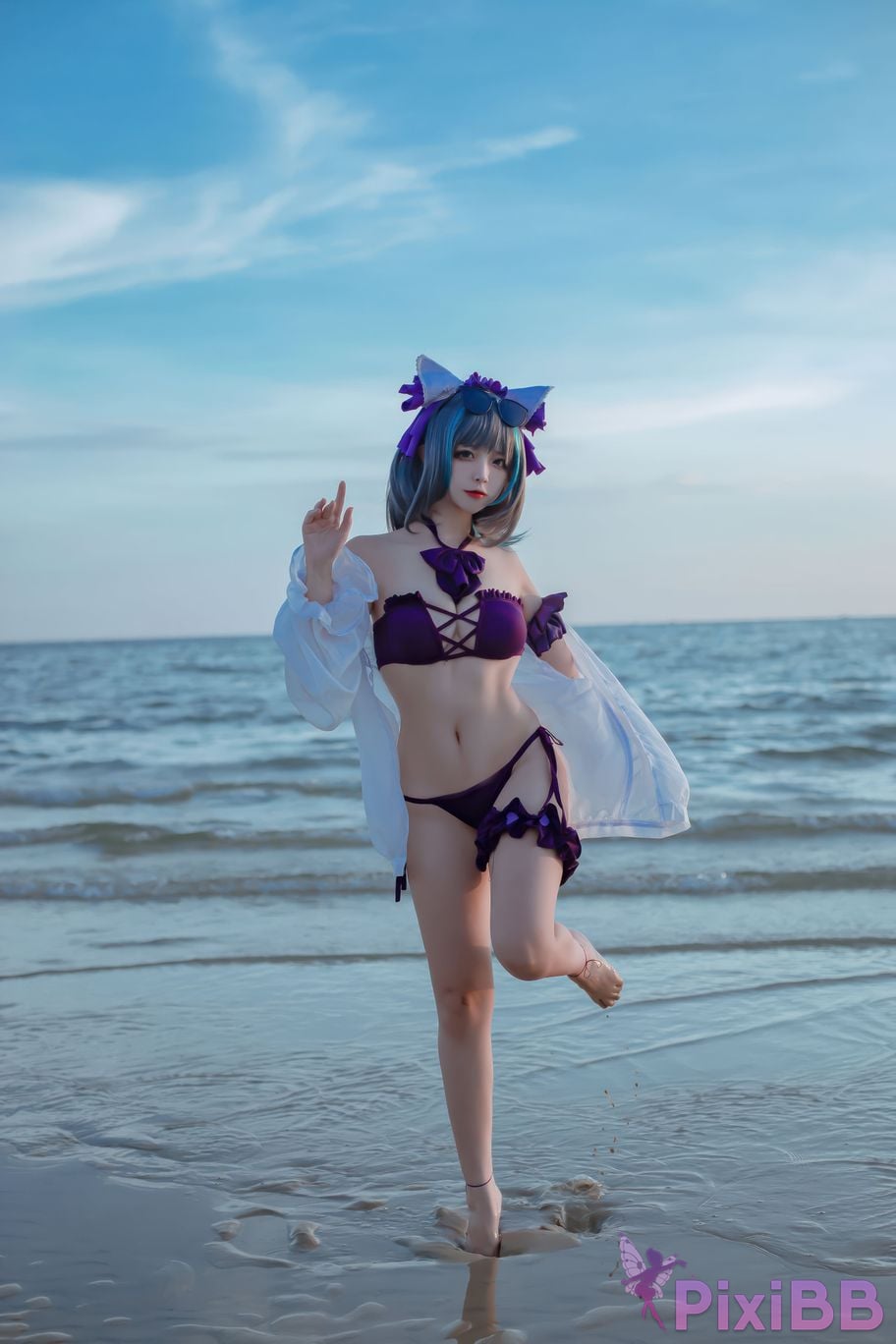 Cosplayer Second Assistant Nisa azur lane cheshire swimsuit PixiBB.COM 025