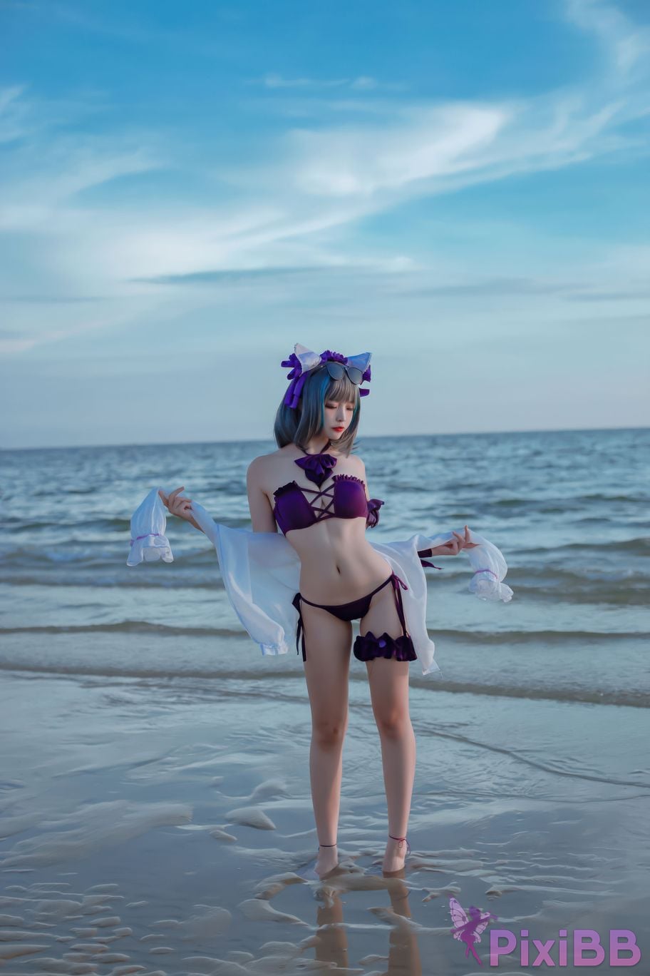 Cosplayer Second Assistant Nisa azur lane cheshire swimsuit PixiBB.COM 028