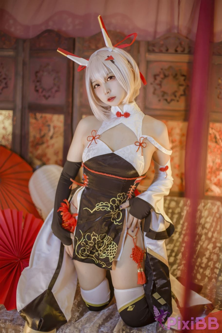 Cosplayer Second Assistant Nisa azur lane Ayanami New Year Cheongsam PixiBB.COM 005