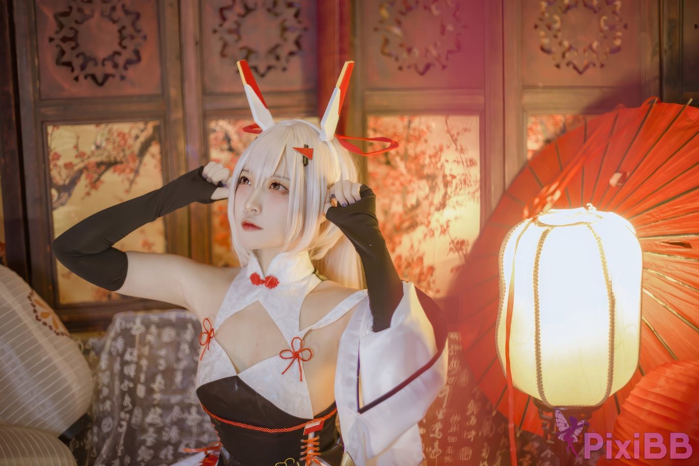 Cosplayer Second Assistant Nisa azur lane Ayanami New Year Cheongsam PixiBB.COM 011