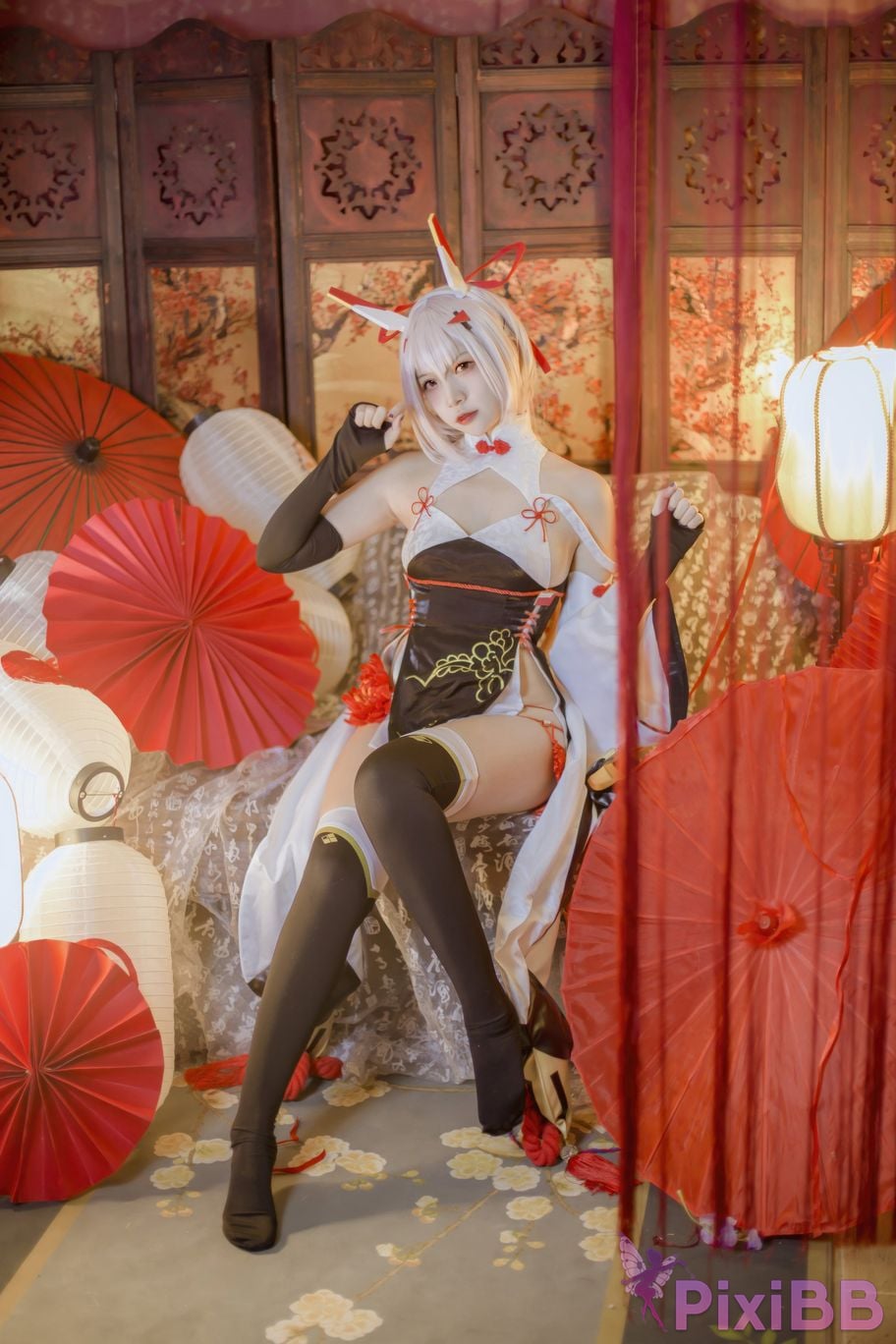Cosplayer Second Assistant Nisa azur lane Ayanami New Year Cheongsam PixiBB.COM 012