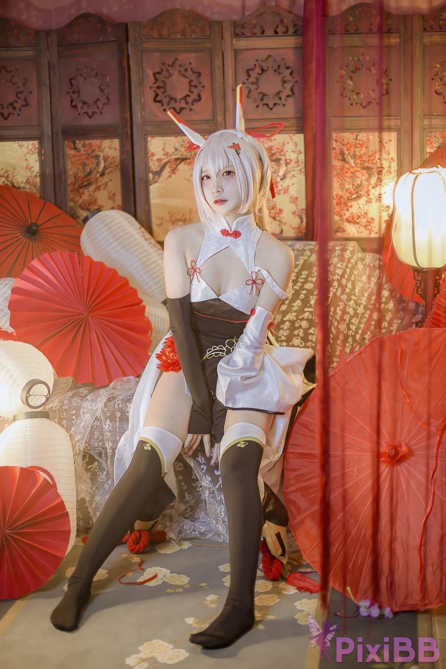 Cosplayer Second Assistant Nisa azur lane Ayanami New Year Cheongsam PixiBB.COM 021
