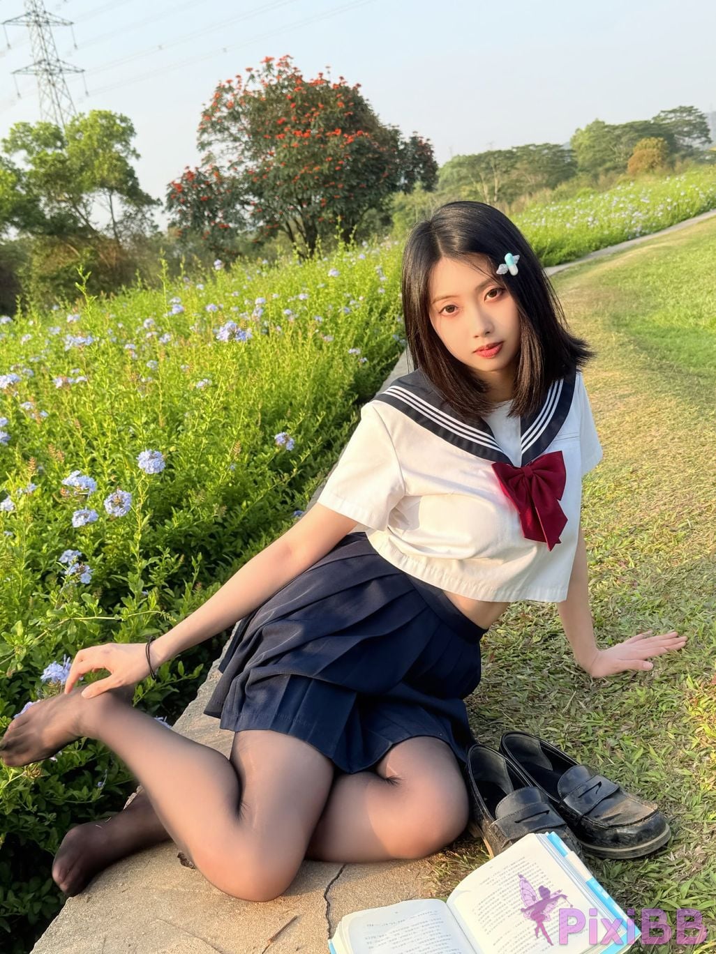 Cosplayer seven red beans blue flower JK PixiBB.COM 001
