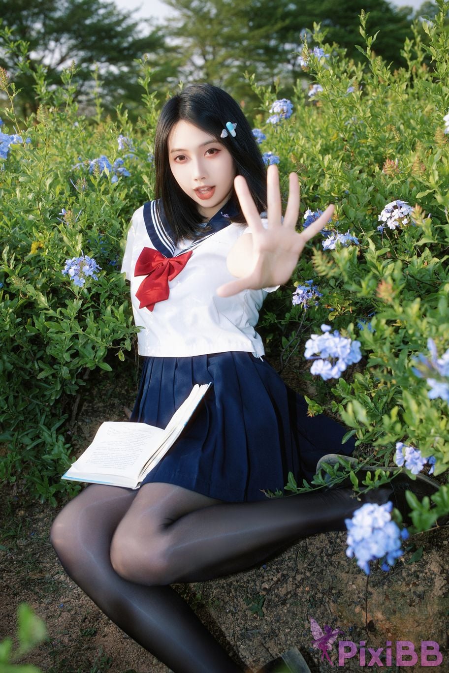 Cosplayer seven red beans blue flower JK PixiBB.COM 006
