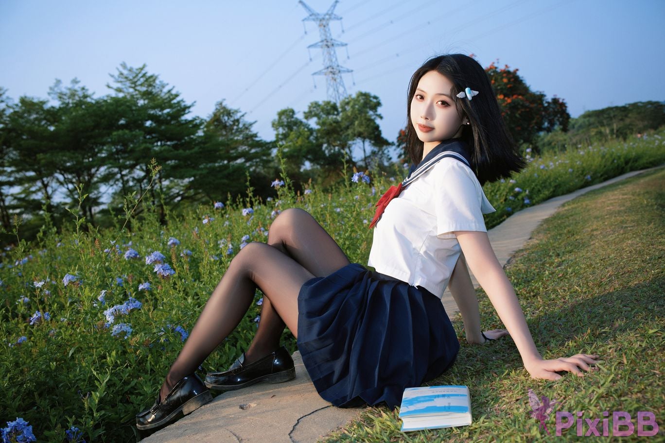 Cosplayer seven red beans blue flower JK PixiBB.COM 019