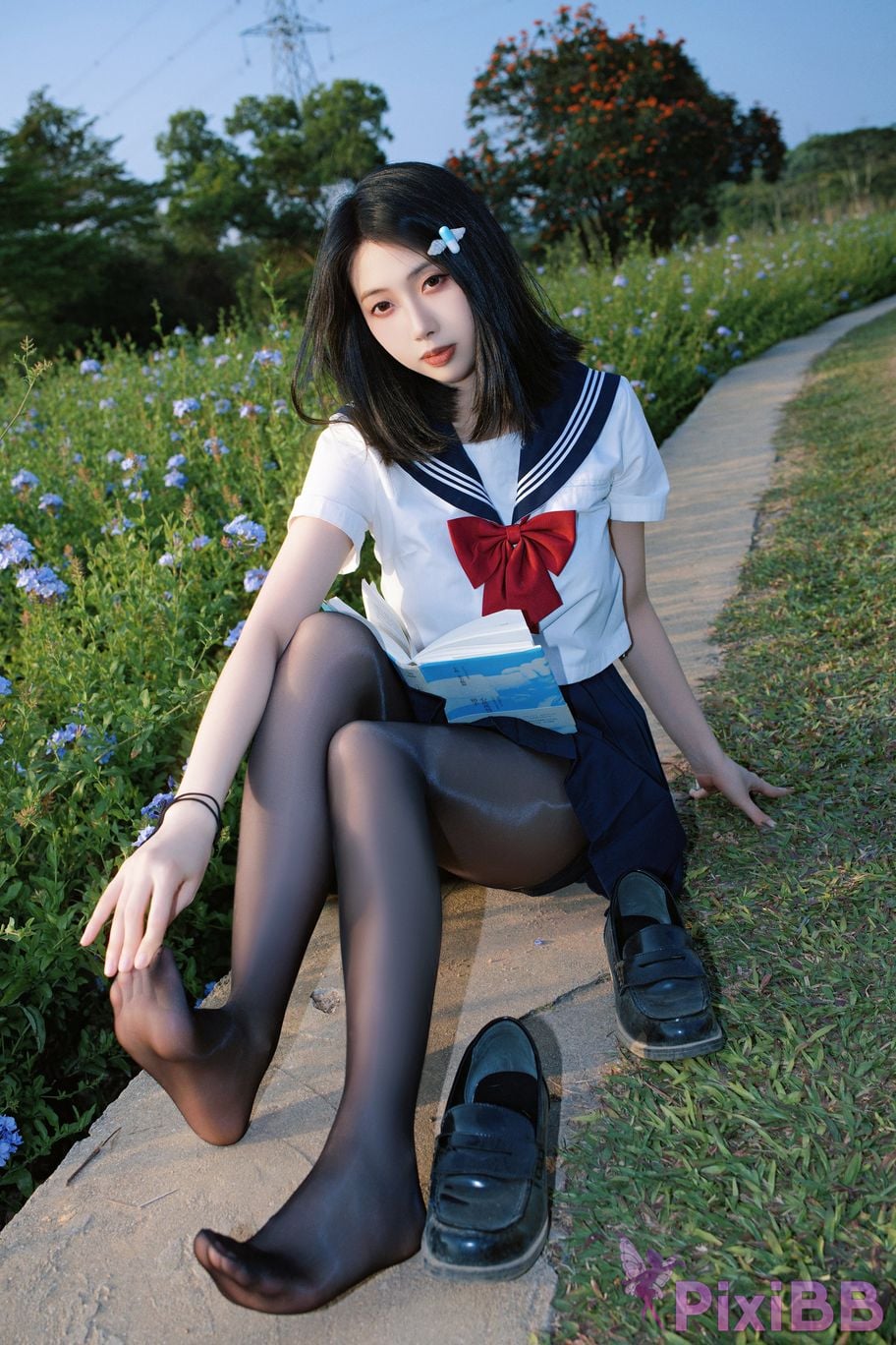 Cosplayer seven red beans blue flower JK PixiBB.COM 022