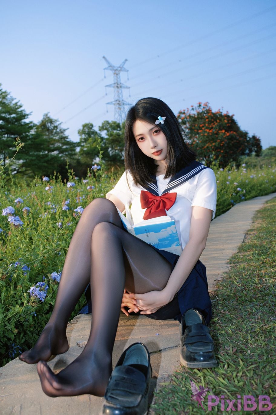 Cosplayer seven red beans blue flower JK PixiBB.COM 025