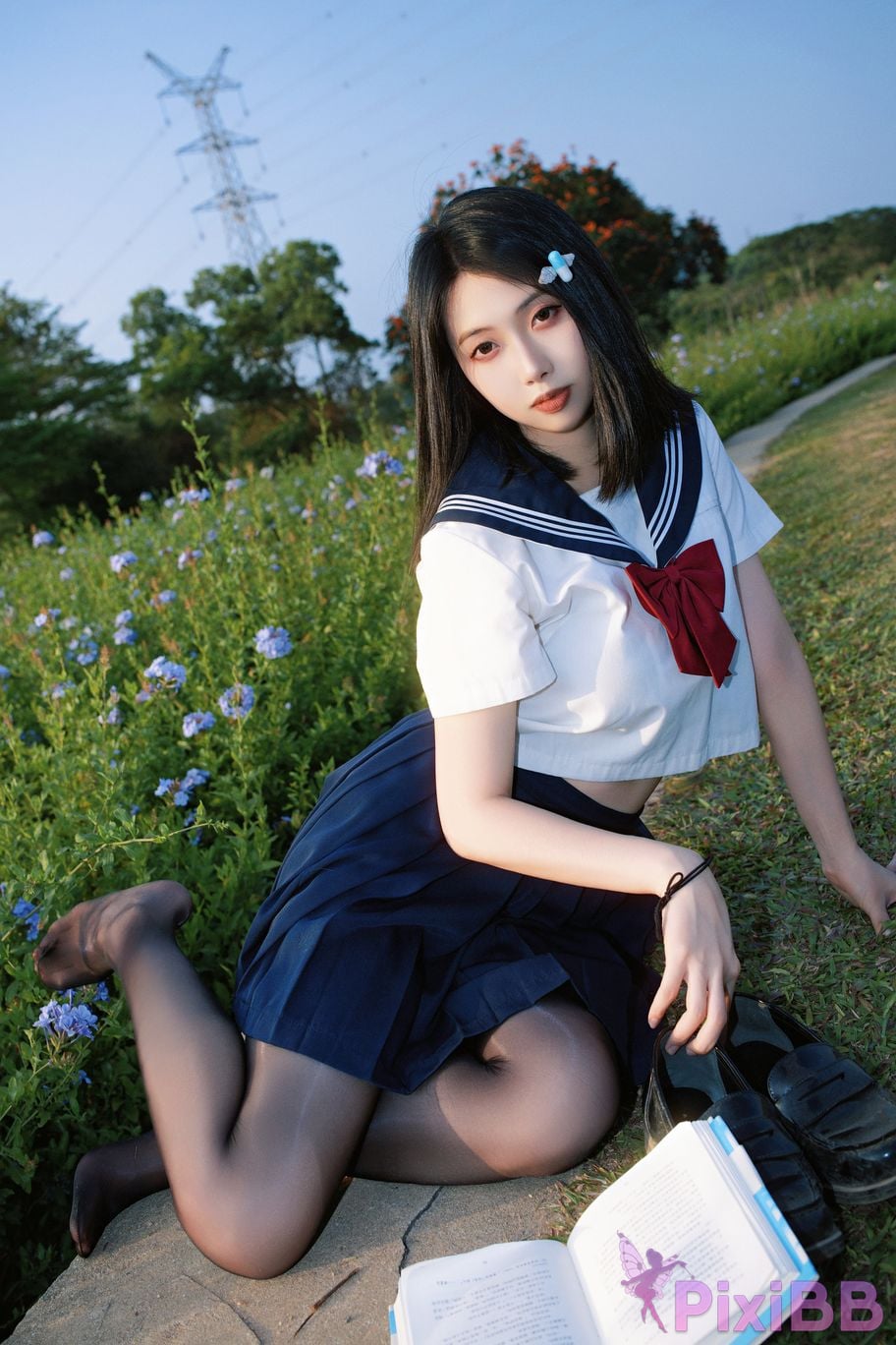 Cosplayer seven red beans blue flower JK PixiBB.COM 027