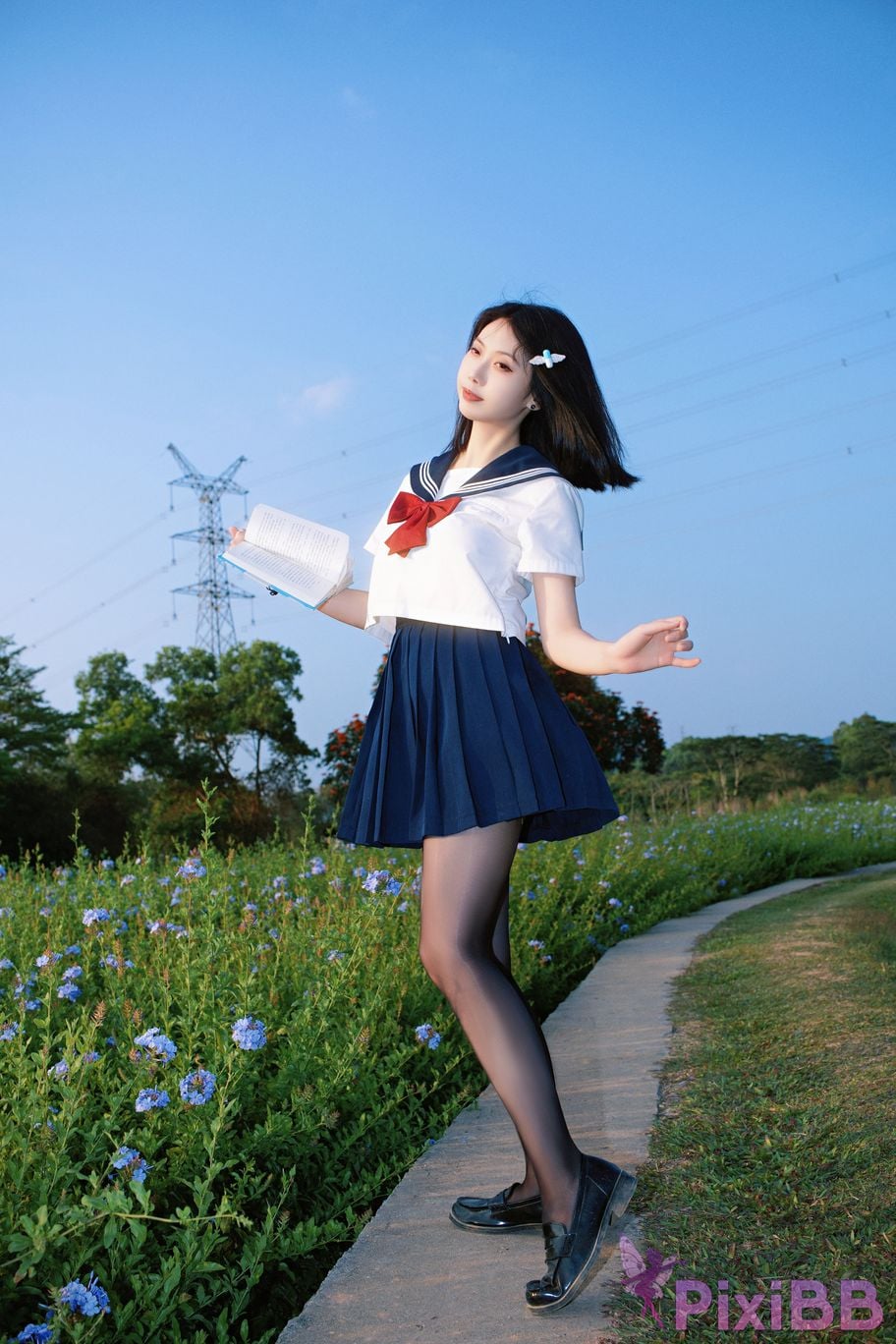 Cosplayer seven red beans blue flower JK PixiBB.COM 028