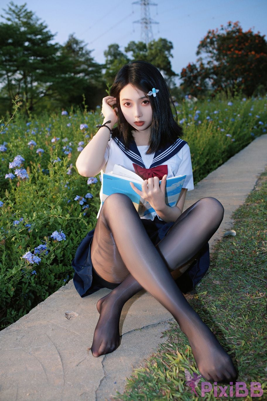 Cosplayer seven red beans blue flower JK PixiBB.COM 033