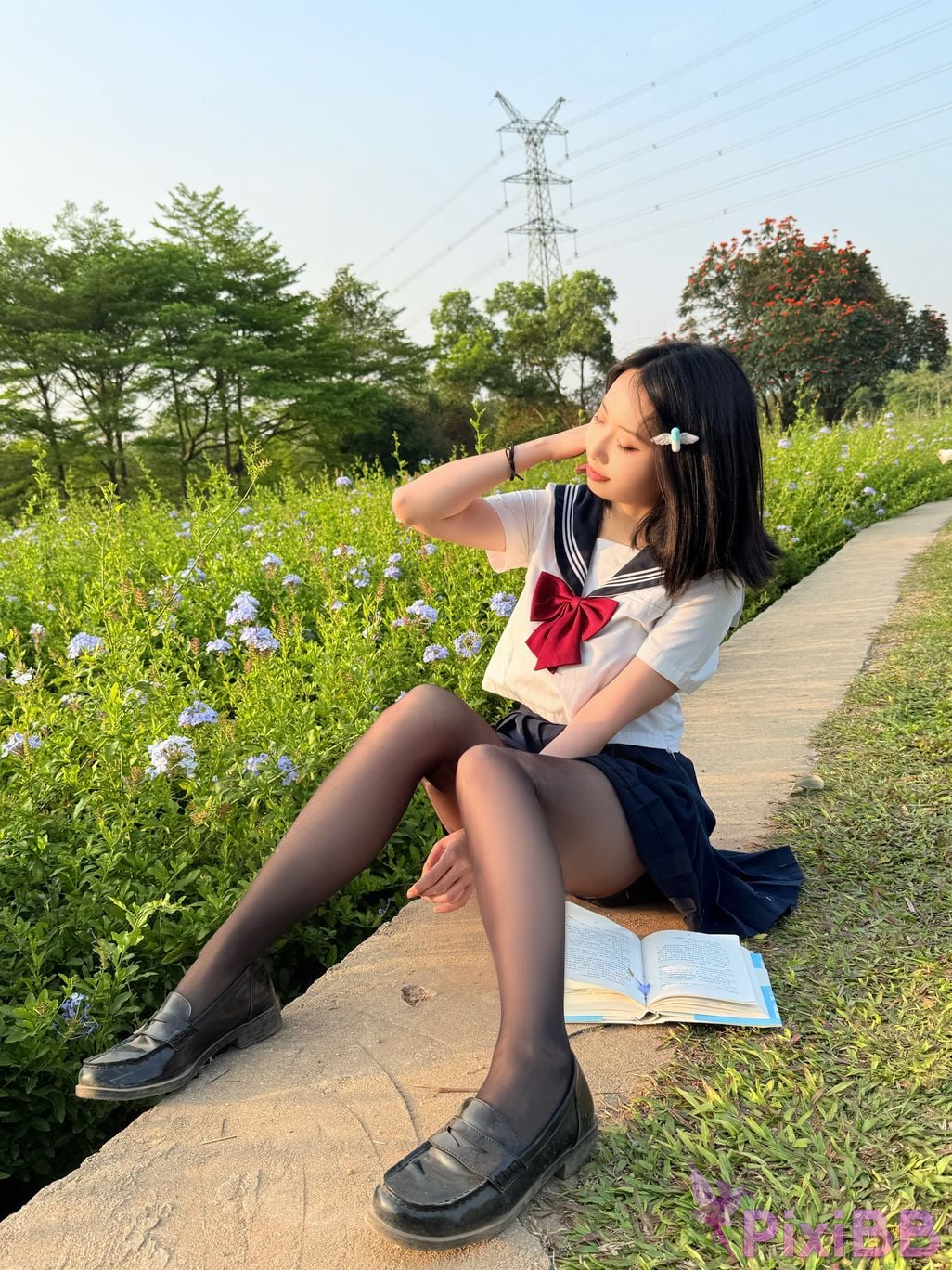 Cosplayer seven red beans blue flower JK PixiBB.COM 034