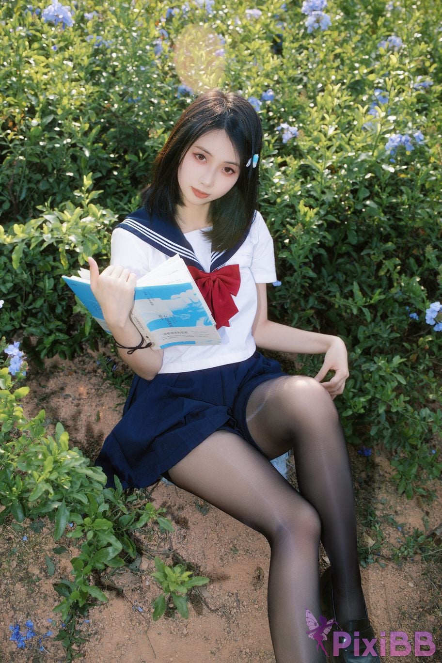 Cosplayer seven red beans blue flower JK PixiBB.COM 039