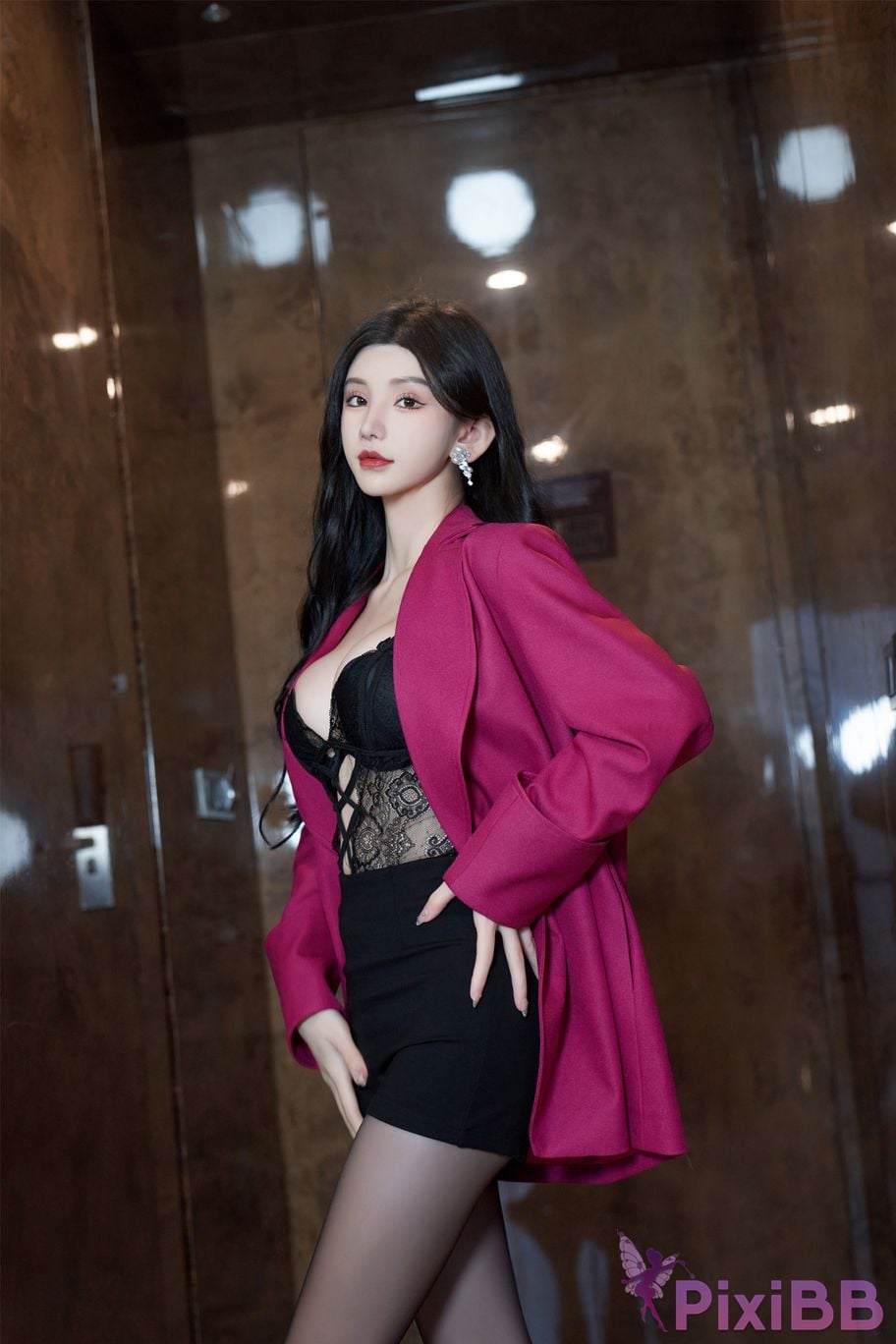 No watermark for in app purchases Zhou Yuxi XIUREN model Lace and black silk live broadcast PixiBB.COM 013.JPEG