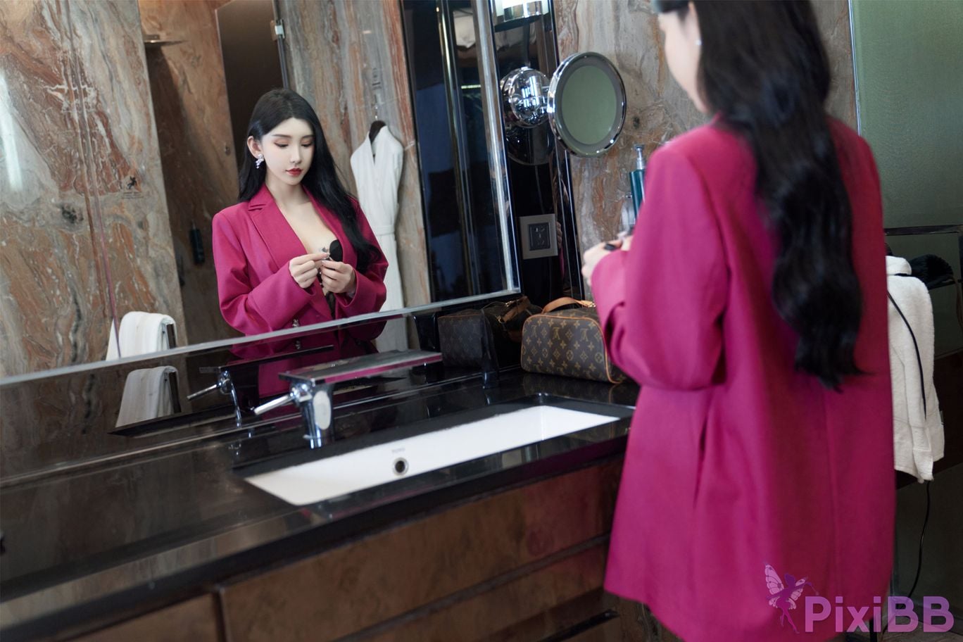 No watermark for in app purchases Zhou Yuxi XIUREN model Lace and black silk live broadcast PixiBB.COM 020.JPEG