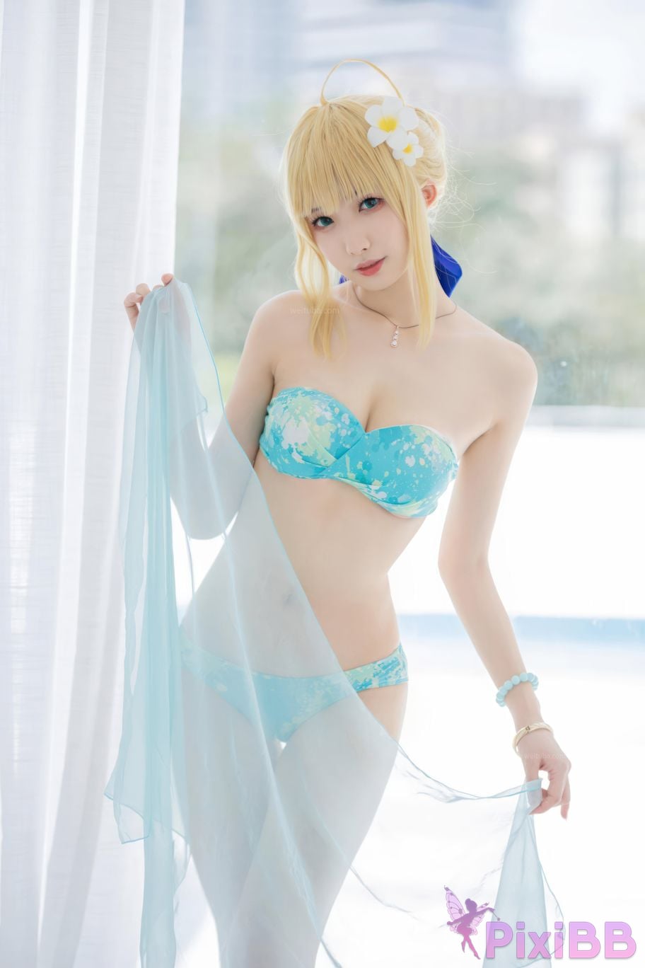 Cosplayer Fengjiang v FGO Saber swimsuit PixiBB.COM 012
